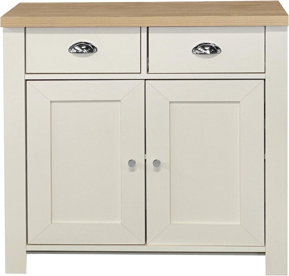 Cream Oak Sideboard 2 Drawer Storage Unit Cupboard Shabby Chic Cabinet - Kwikley