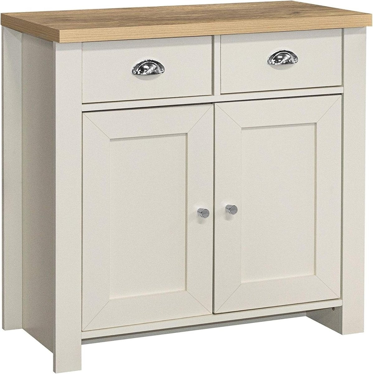 Cream Oak Sideboard 2 Drawer Storage Unit Cupboard Shabby Chic Cabinet - Kwikley