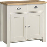 Cream Oak Sideboard 2 Drawer Storage Unit Cupboard Shabby Chic Cabinet - Kwikley