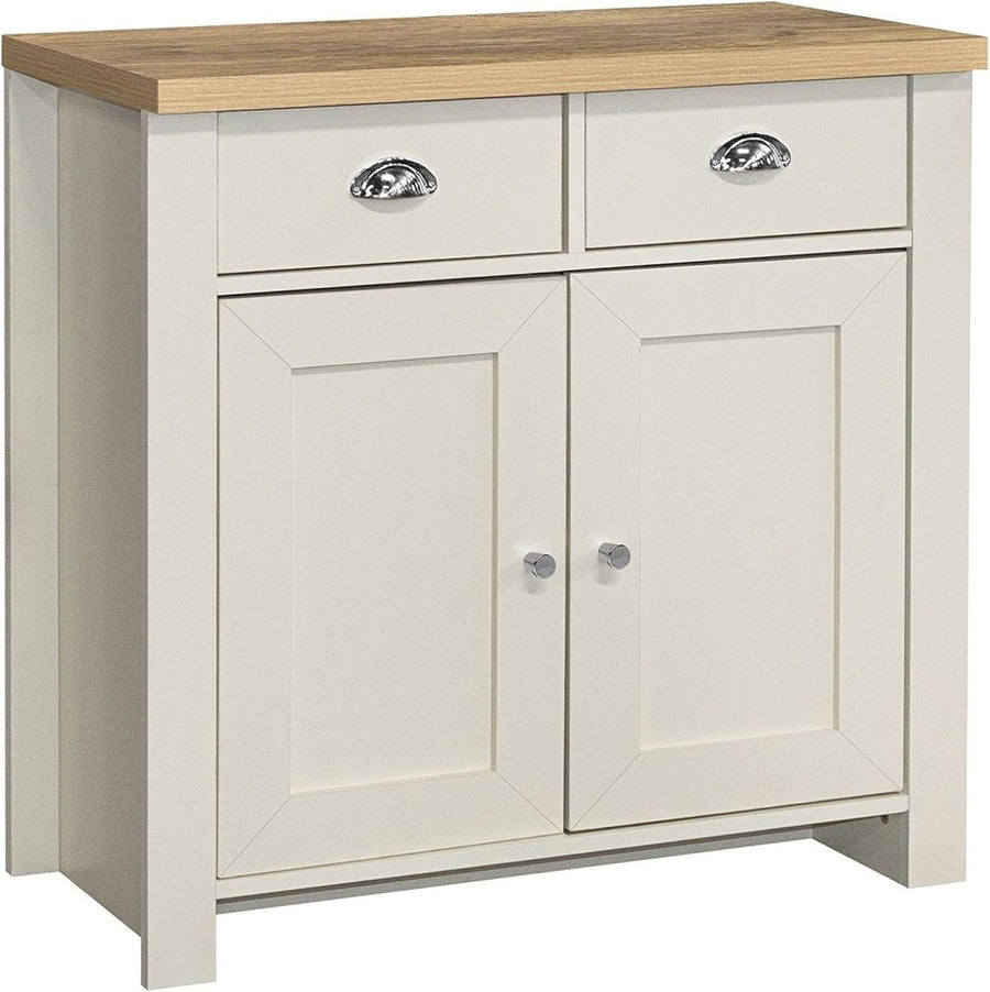 Cream Oak Sideboard 2 Drawer Storage Unit Cupboard Shabby Chic Cabinet - Kwikley