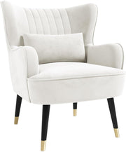 Cream Velvet Wing Back Accent Chair Lounge Armchair w Cushion - Kwikley