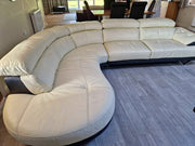 Cream/Black Leather Corner Sofa (PTP) - Kwikley