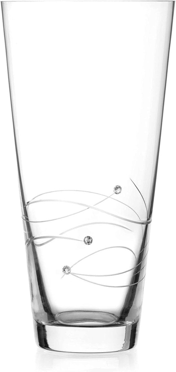 Crystal Glass Flower Vase 25cm Spiral Cut Tall Luxury Gift Home Decor - Kwikley