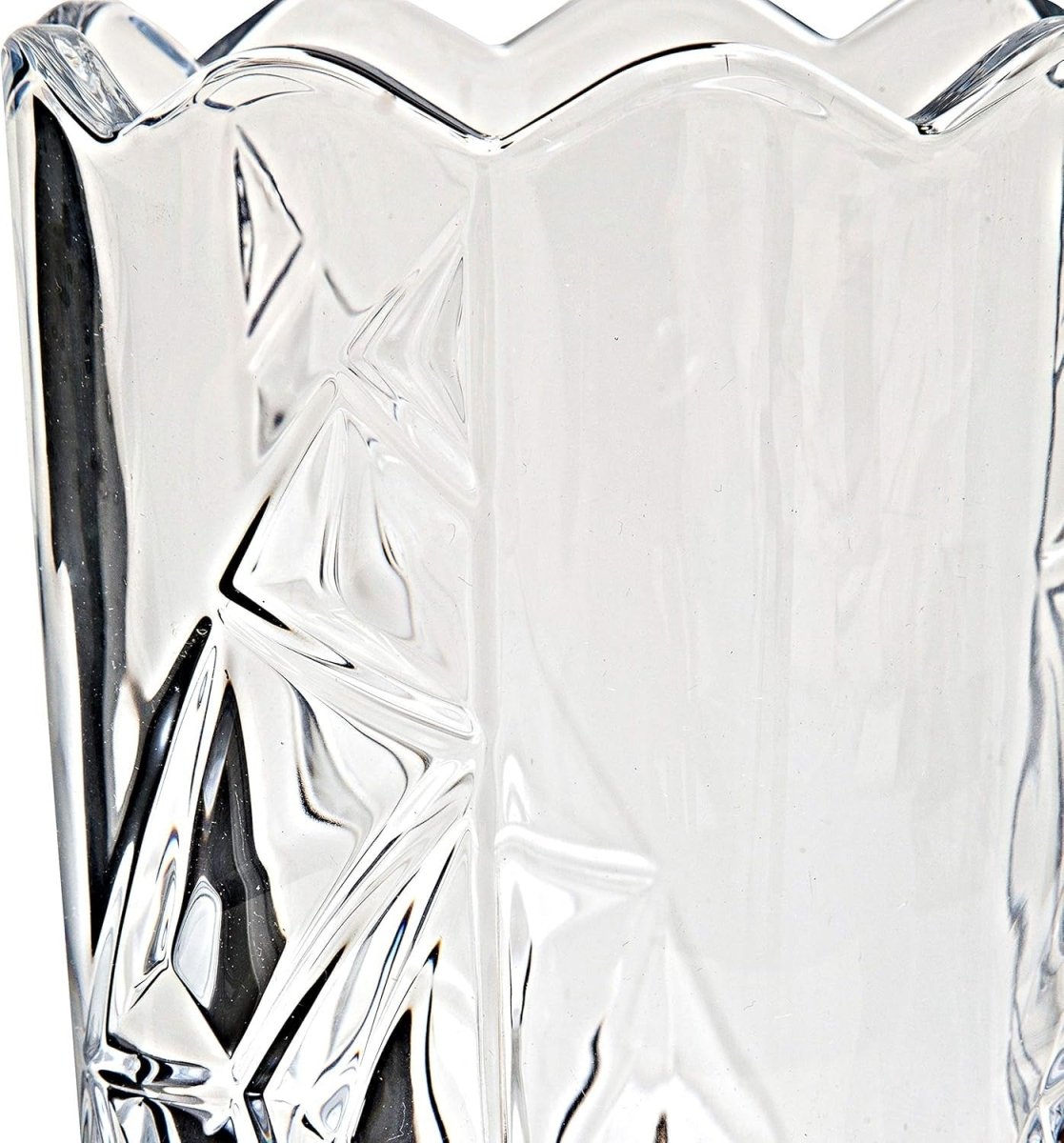 Crystal Glass Flower Vase 30cm Ice Grain Cut Clear Table Centrepiece - Kwikley