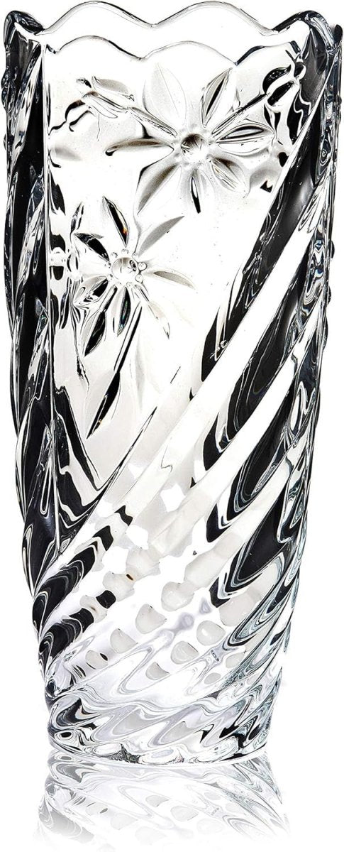 Crystal Glass Flower Vase 30cm Tall Orchid Cut Luxury Home Decor Gift - Kwikley