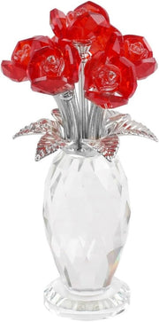 Crystal Rose Vase Centrepiece – Faceted Glass Wedding Table Decor Gift - Kwikley