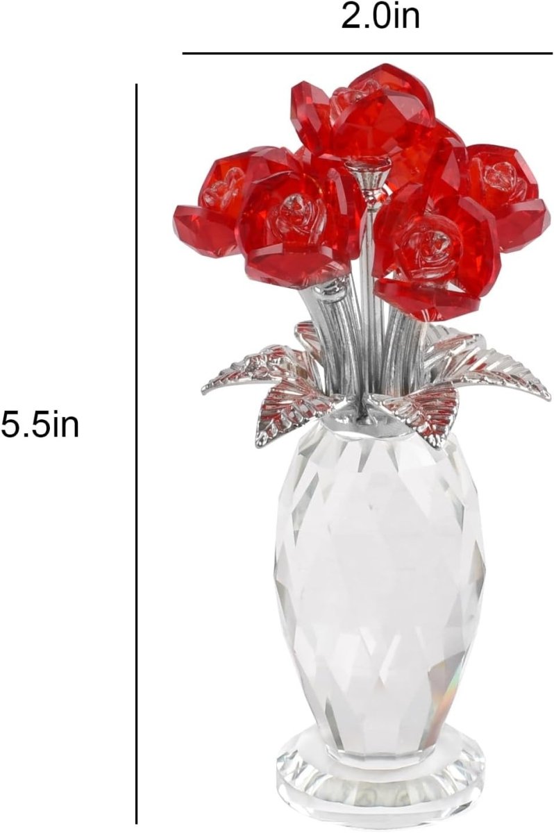 Crystal Rose Vase Centrepiece – Faceted Glass Wedding Table Decor Gift - Kwikley