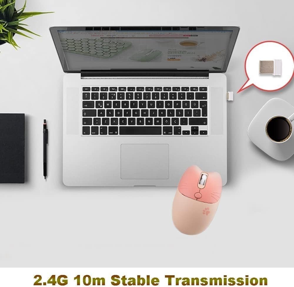 Cute Brown Wireless Mouse Silent 1600 DPI USB Rechargeable - Kwikley