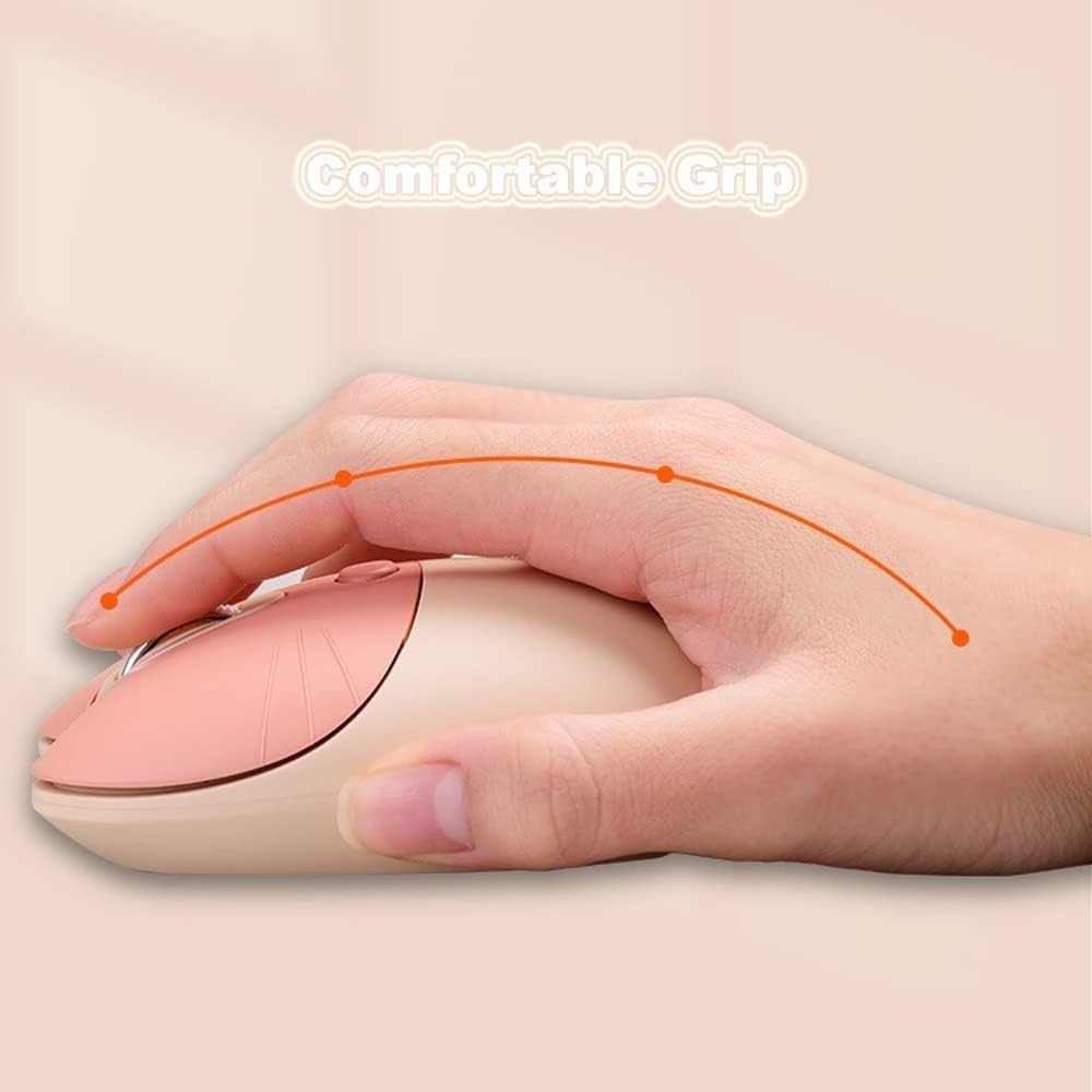 Cute Brown Wireless Mouse Silent 1600 DPI USB Rechargeable - Kwikley