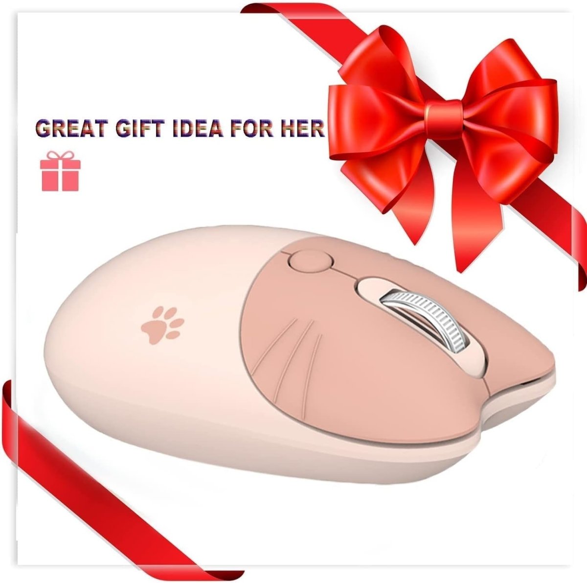 Cute Brown Wireless Mouse Silent 1600 DPI USB Rechargeable - Kwikley