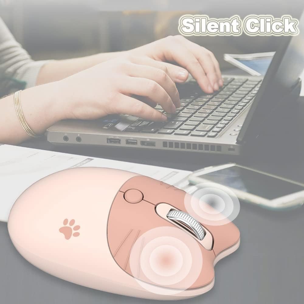 Cute Brown Wireless Mouse Silent 1600 DPI USB Rechargeable - Kwikley