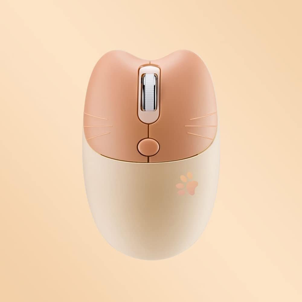 Cute Brown Wireless Mouse Silent 1600 DPI USB Rechargeable - Kwikley