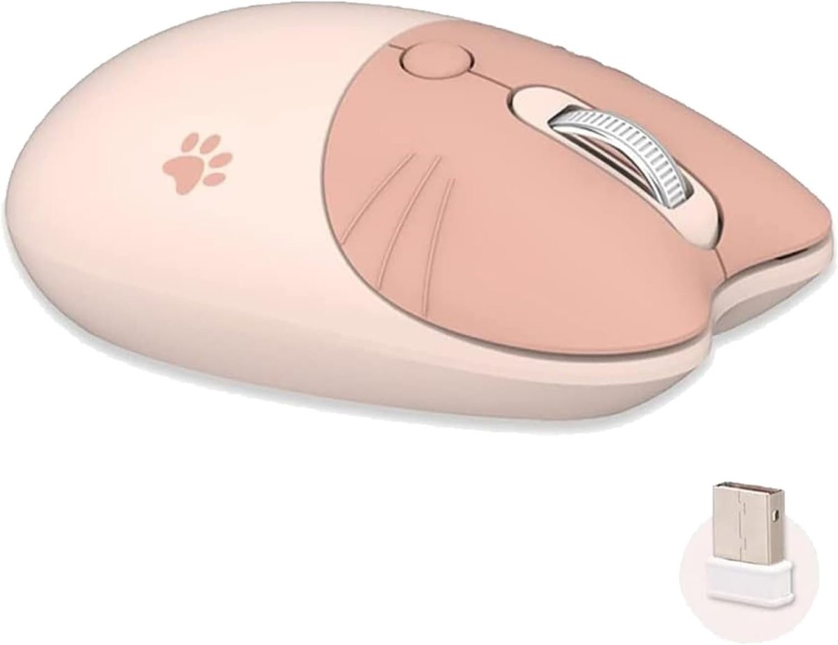 Cute Brown Wireless Mouse Silent 1600 DPI USB Rechargeable - Kwikley