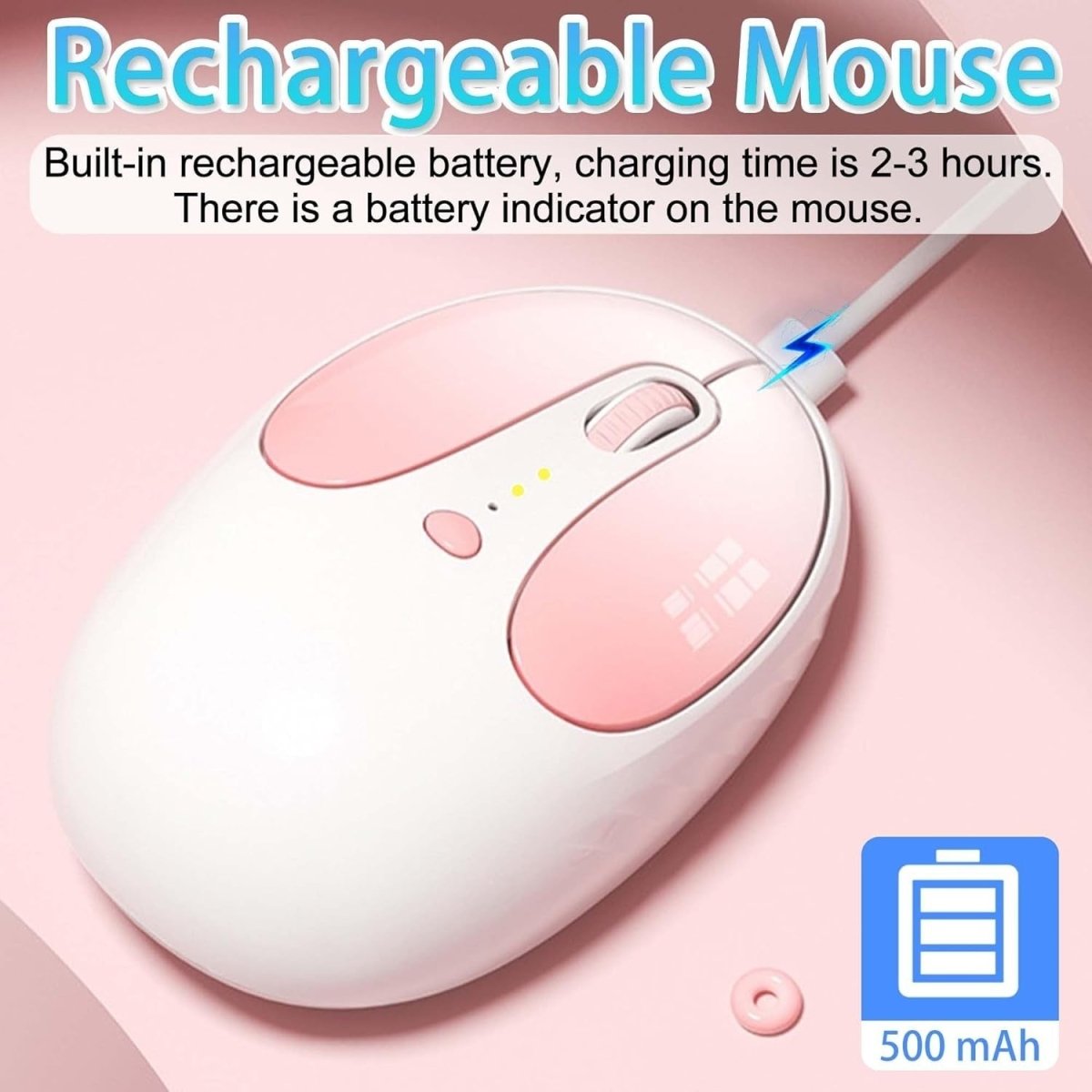 Cute Bunny Wireless Mouse Bluetooth Rechargeable Silent - Kwikley