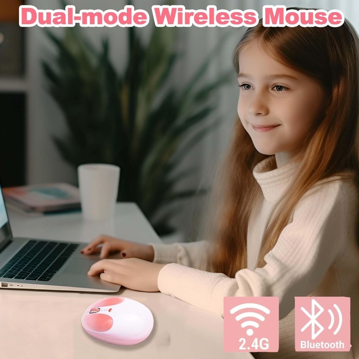Cute Bunny Wireless Mouse Bluetooth Rechargeable Silent - Kwikley
