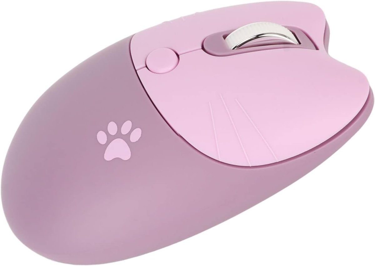 Cute Cat Wireless Mouse 1600 DPI Silent USB Rechargeable Purple - Kwikley