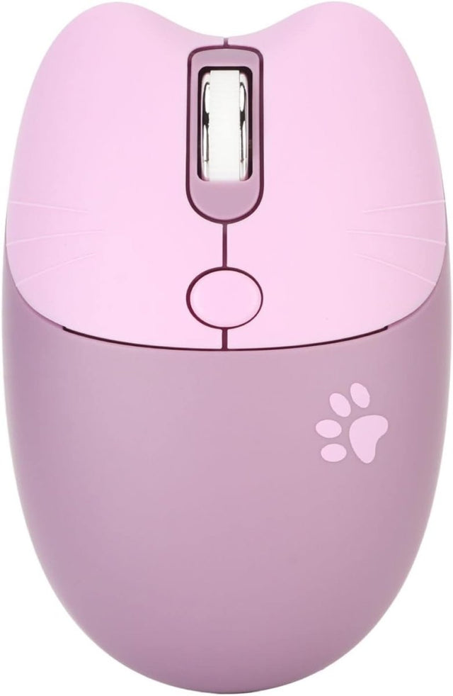 Cute Cat Wireless Mouse 1600 DPI Silent USB Rechargeable Purple