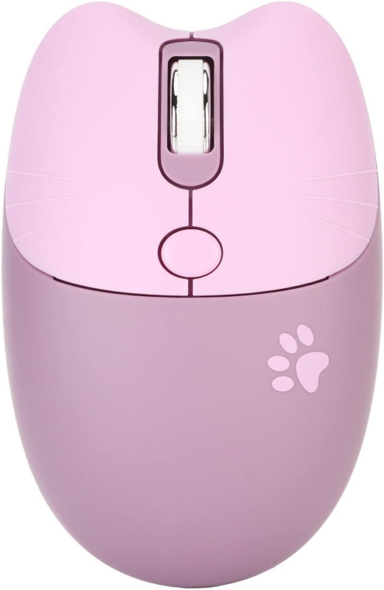 Cute Cat Wireless Mouse 1600 DPI Silent USB Rechargeable Purple - Kwikley
