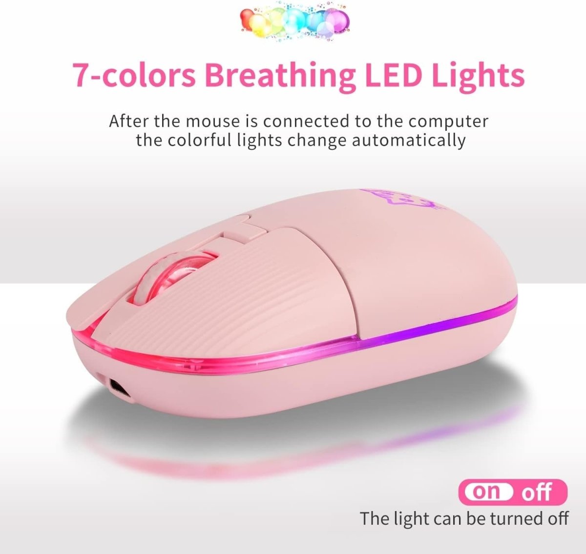 Cute Cat Wireless Mouse Rechargeable Silent USB 2.4G LED - Kwikley