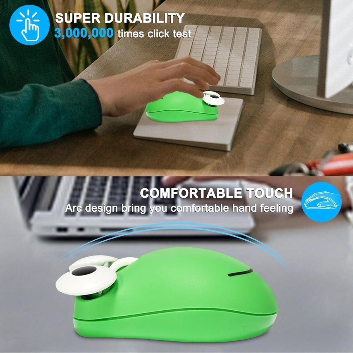 Cute Frog Wireless Mouse Bluetooth 5.1 2.4G Silent 1200DPI - Kwikley