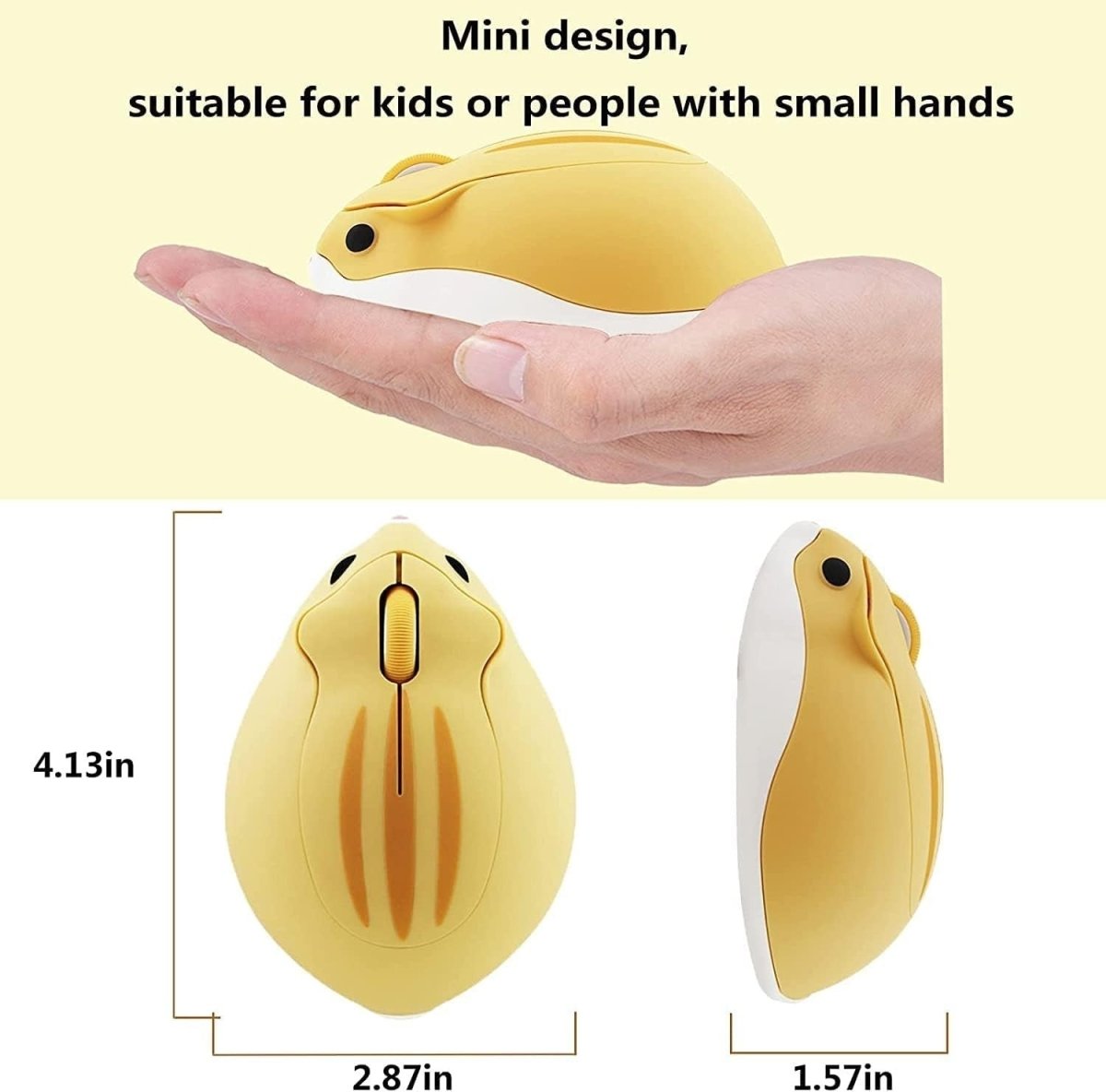 Cute Hamster Wireless Mouse Silent Mini Ergonomic USB Laptop PC - Kwikley