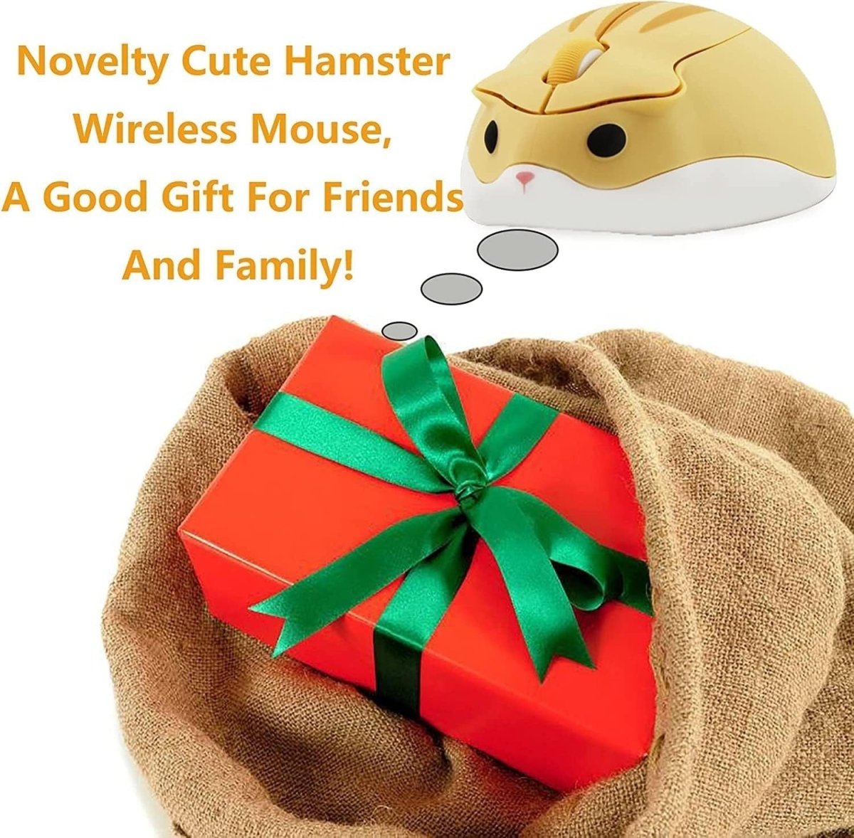 Cute Hamster Wireless Mouse Silent Mini Ergonomic USB Laptop PC - Kwikley