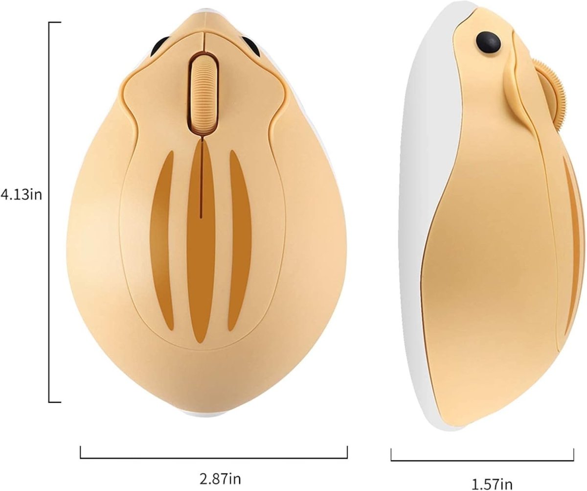 Cute Hamster Wireless Mouse Silent Mini Ergonomic USB Laptop PC - Kwikley