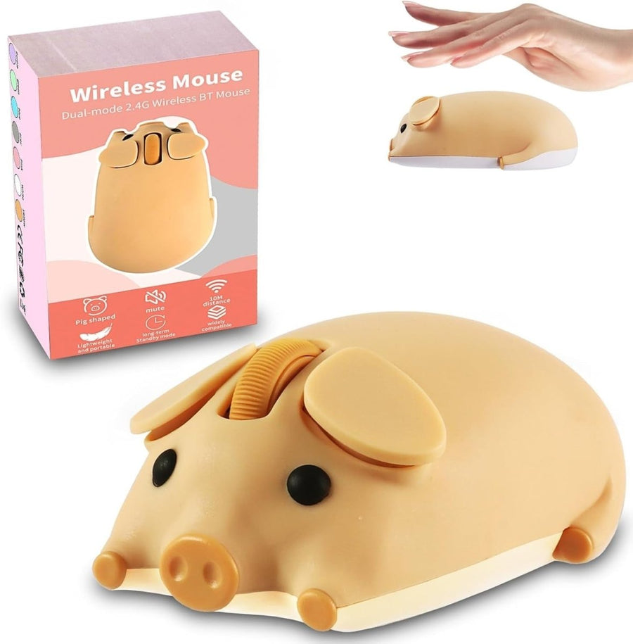 Cute Pig Wireless Mouse Bluetooth 5.1 2.4G Silent 1200DPI - Kwikley