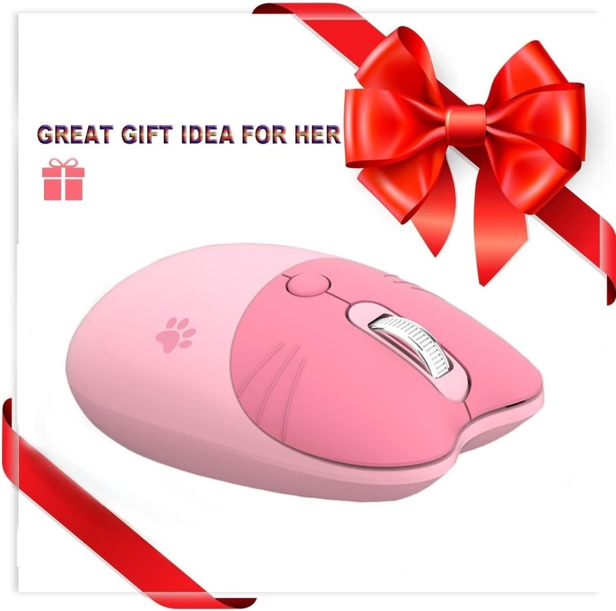 Cute Pink Wireless Mouse Silent 1600 DPI USB Rechargeable - Kwikley