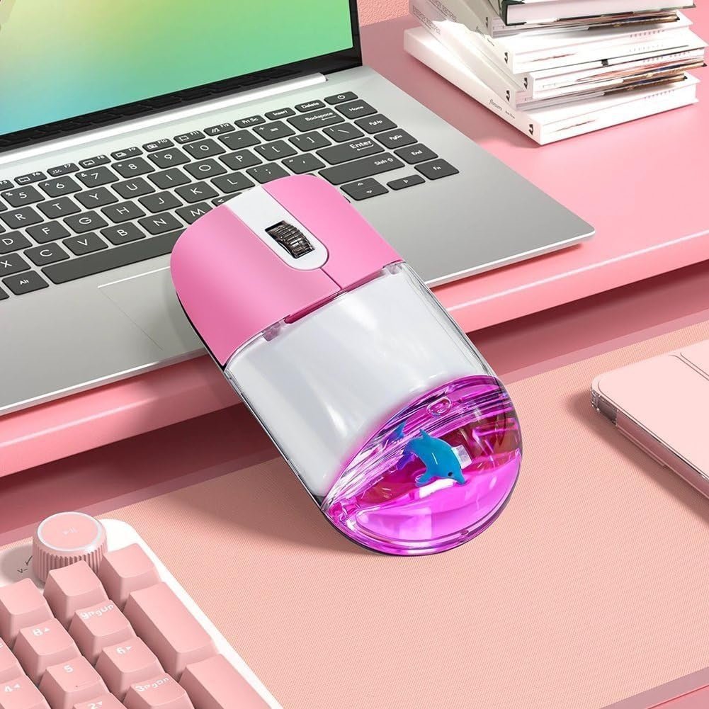 Cute Rechargeable Wireless Mouse Bluetooth Silent Pink - Kwikley