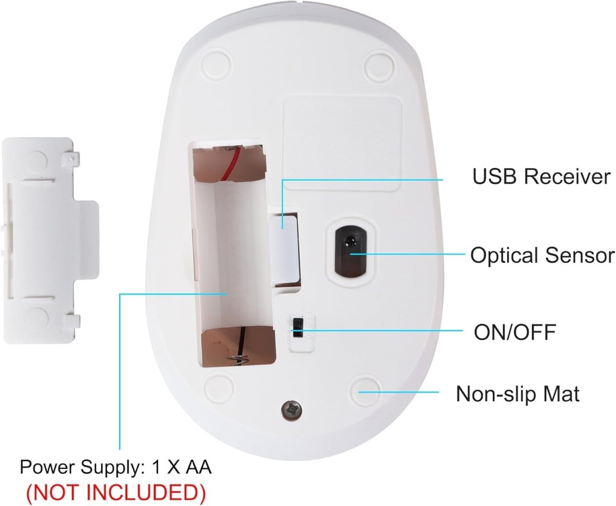 Cute Silent Wireless Mouse 1600 DPI 2.4G USB Laptop PC - Kwikley