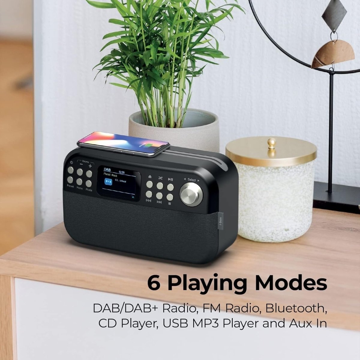 DAB+ CD Player HiFi Bluetooth Speaker Qi Charger FM USB AUX Stereo - Kwikley