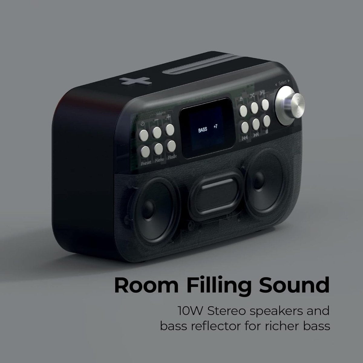 DAB+ CD Player HiFi Bluetooth Speaker Qi Charger FM USB AUX Stereo - Kwikley