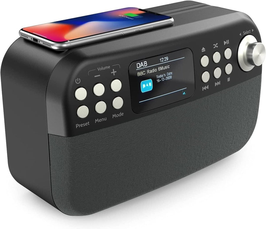 DAB+ CD Player HiFi Bluetooth Speaker Qi Charger FM USB AUX Stereo - Kwikley
