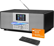 DAB+ CD Player HiFi Stereo System Bluetooth USB AUX Metallic Black - Kwikley