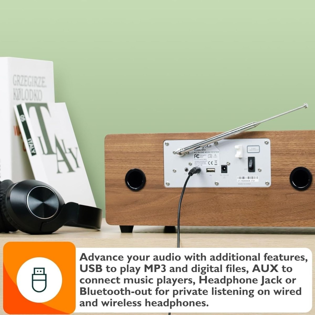 DAB+ CD Player HiFi Stereo System Bluetooth USB AUX Walnut Radio - Kwikley