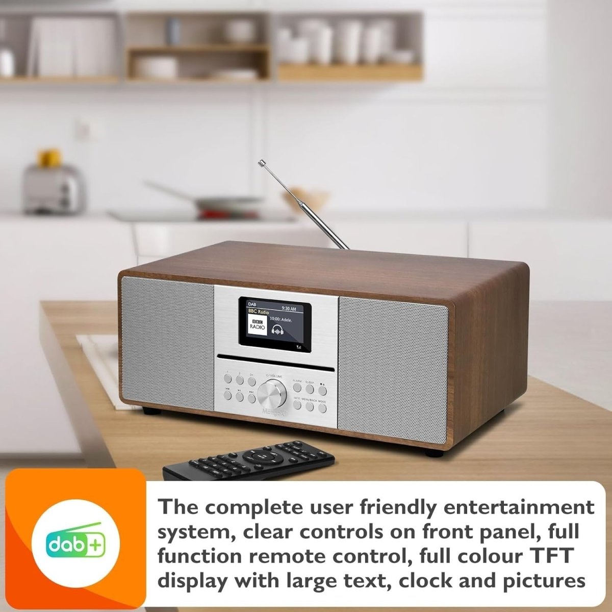 DAB+ CD Player HiFi Stereo System Bluetooth USB AUX Walnut Radio - Kwikley