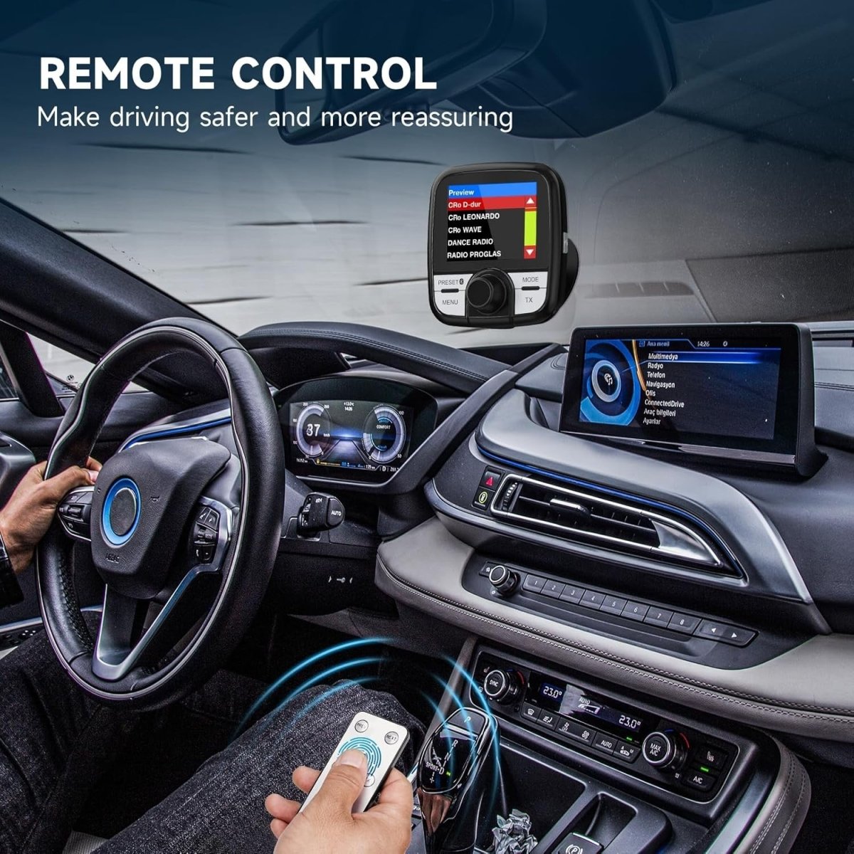 DAB DAB+ Car Radio Adapter 2.4" Colour Screen FM BT - Kwikley