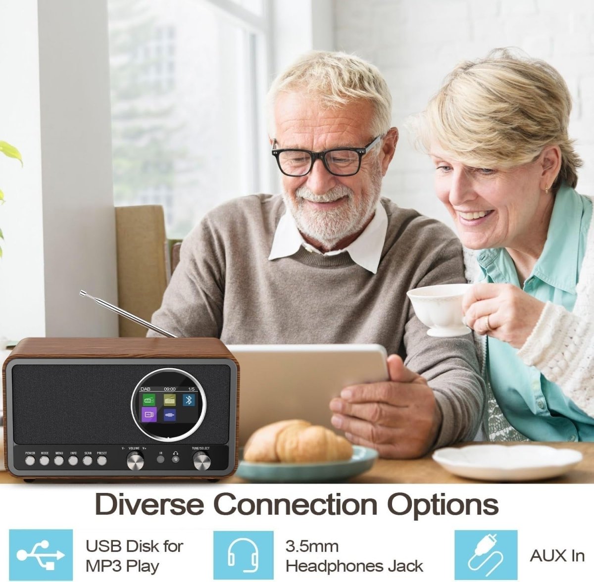 DAB/DAB+ Digital Radio Bluetooth FM Kitchen Alarm Sleep Timer - Kwikley