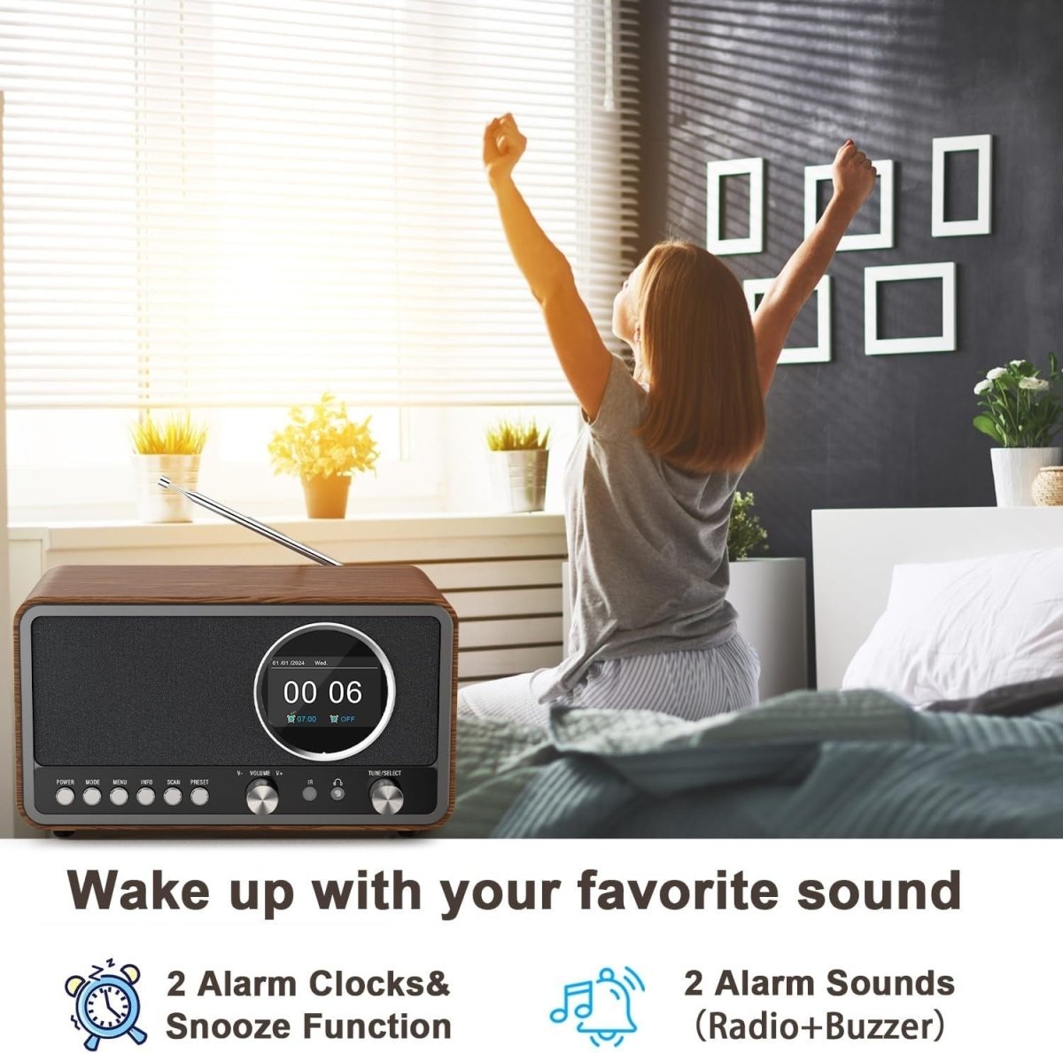 DAB/DAB+ Digital Radio Bluetooth FM Kitchen Alarm Sleep Timer - Kwikley