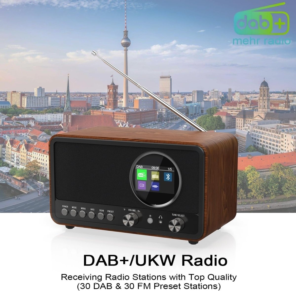 DAB/DAB+ Digital Radio Bluetooth FM Kitchen Alarm Sleep Timer - Kwikley