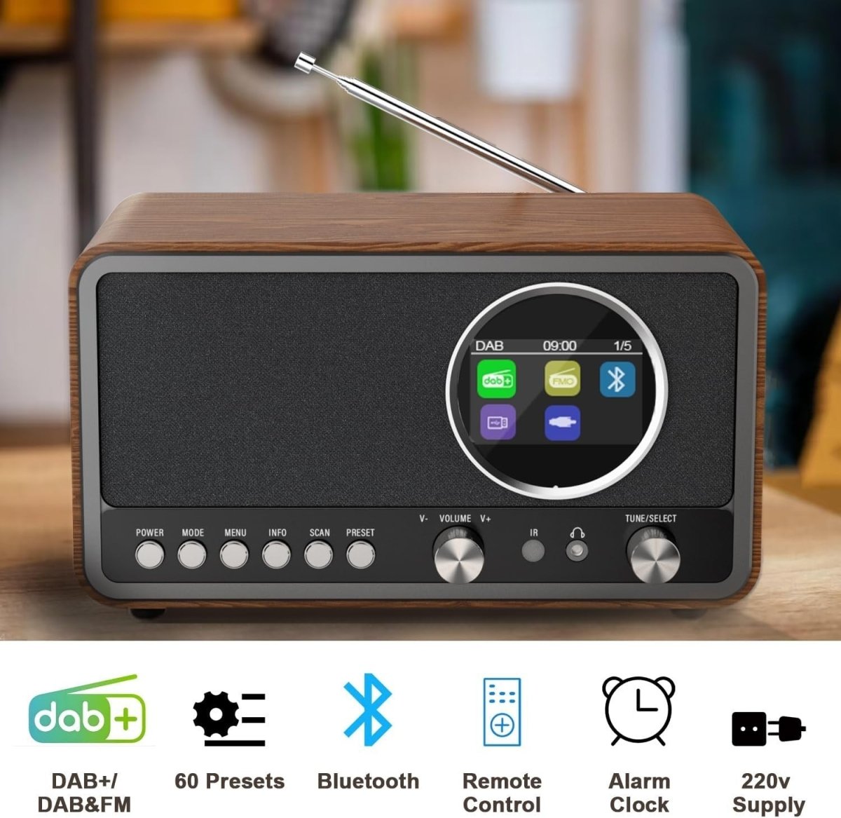 DAB/DAB+ Digital Radio Bluetooth FM Kitchen Alarm Sleep Timer - Kwikley