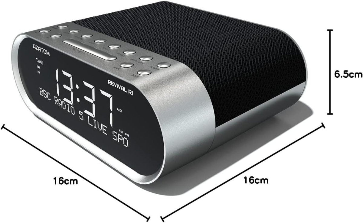 DAB/DAB+ FM Digital Bedside Radio Bluetooth USB Charger Silver - Kwikley