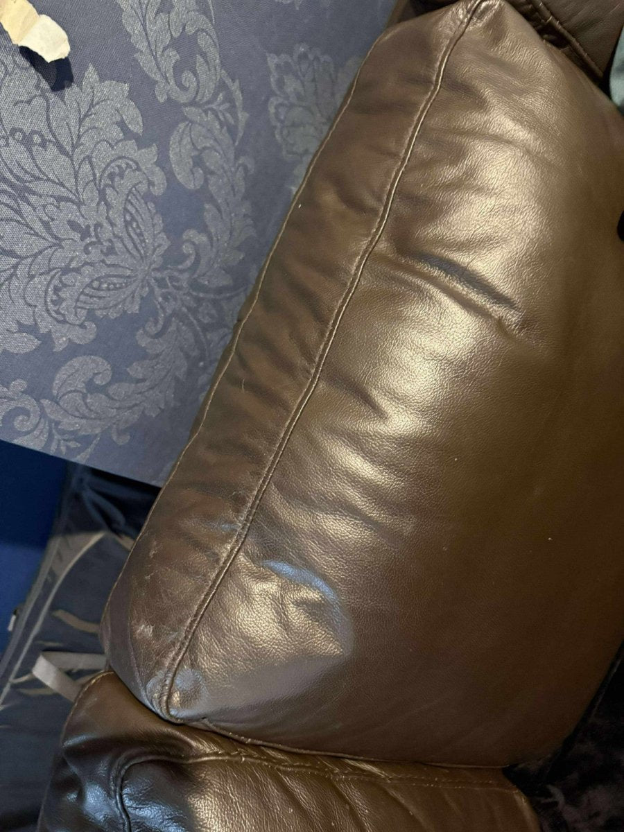 Dark brown Leather Corner Sofa + Armchair (PTP) - Kwikley