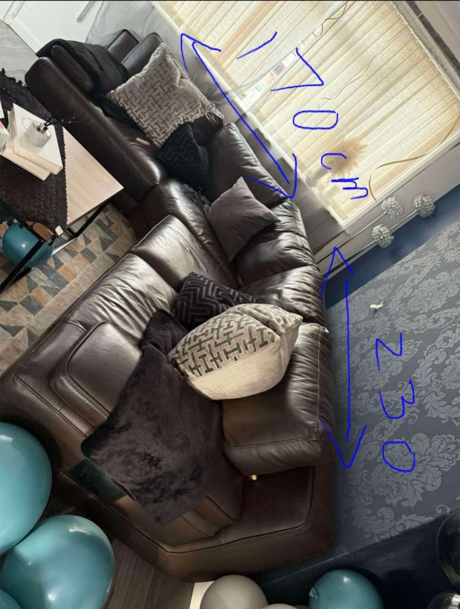 Dark brown Leather Corner Sofa + Armchair (PTP) - Kwikley