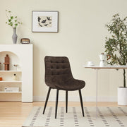 Dark Brown Leather Dining Chair Padded Square Metal Legs Kitchen & Lounge - Kwikley