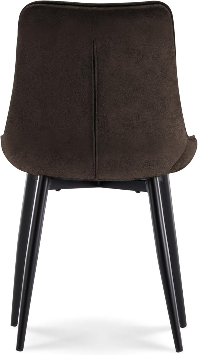Dark Brown Leather Dining Chair Padded Square Metal Legs Kitchen & Lounge - Kwikley