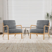 Dark Grey Accent Chairs Set of 2 Mid Century Wood Fram - Kwikley