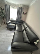 Dark Grey Luxe Reclining Leather Corner Sofa (PTP)