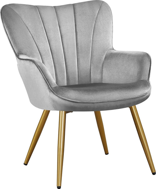 Dark Grey Velvet Accent Chair with High Back for Lounge, Vanity or Office - Kwikley